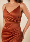 Women Elegant Satin Suspender Dress 2025 Summer New Sexy Backless High Split Folds Vestidos Evening Party Solid Sleeveless Gown