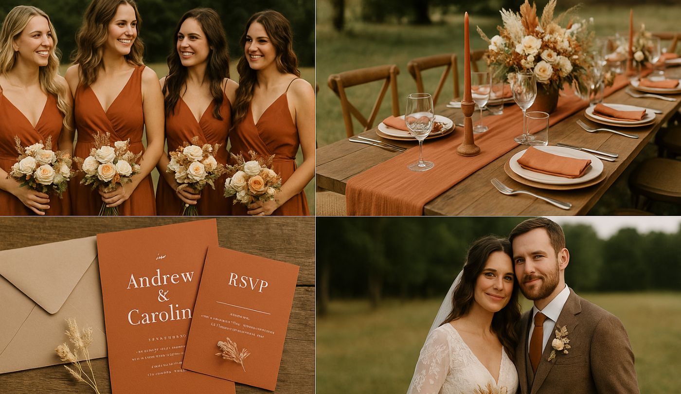 Mariage champêtre terracotta