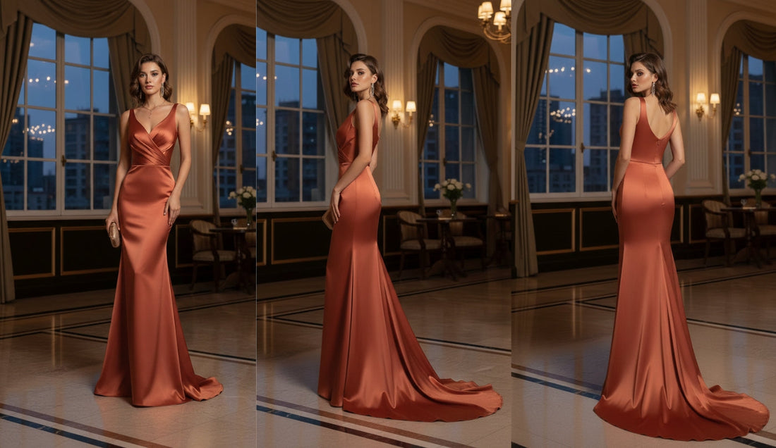 Robe de soirée sirène terracotta 