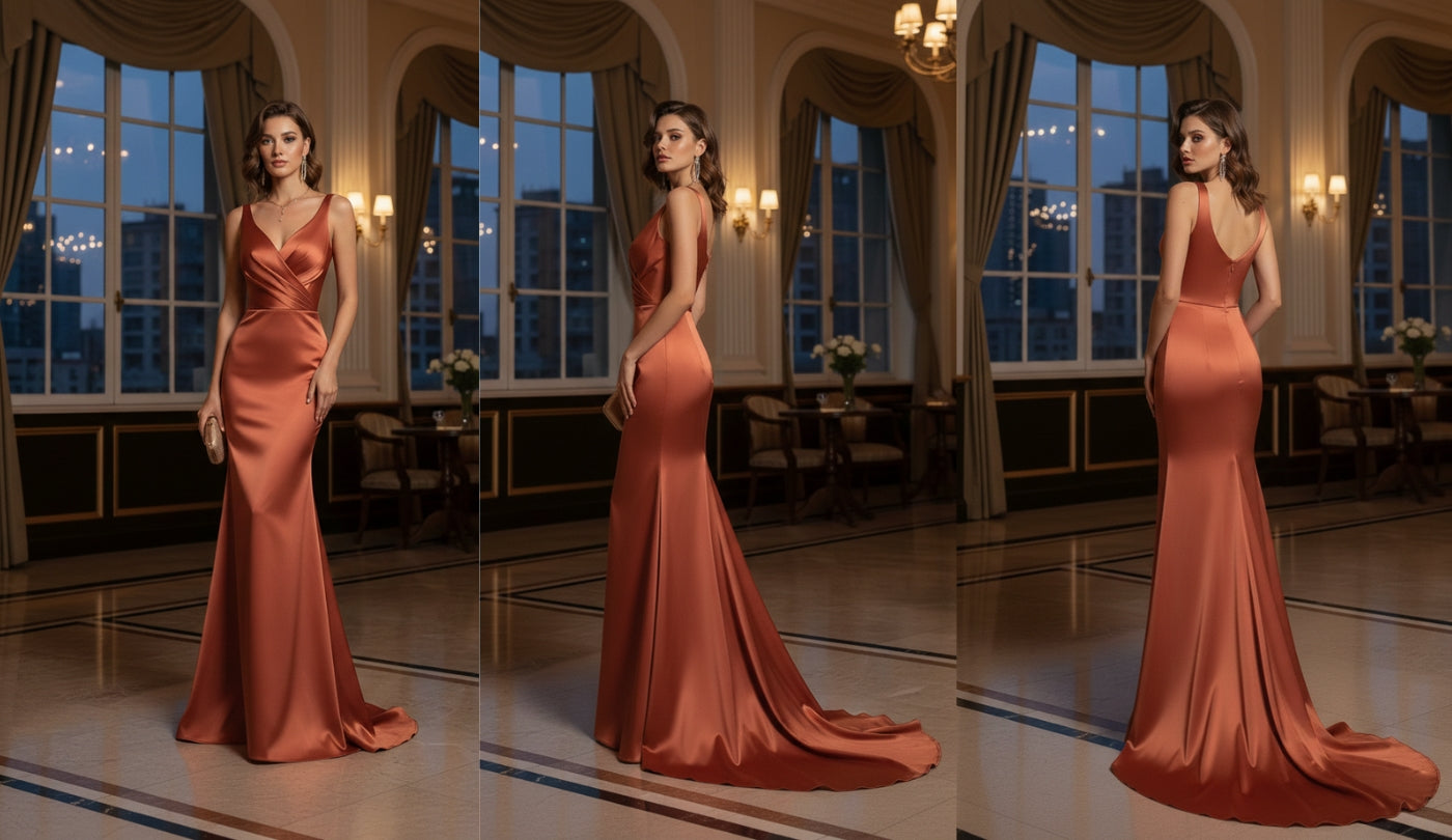Robe de soirée sirène terracotta 