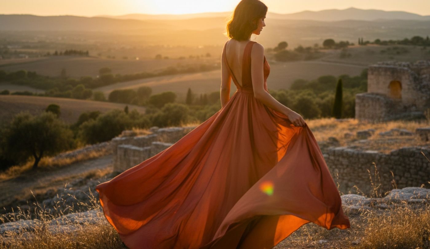 Tissu terracotta pour robe 