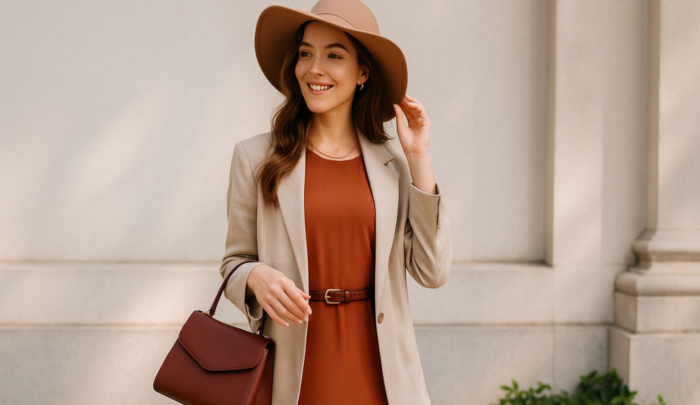 Veste avec robe terracotta