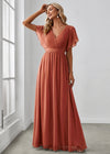 Robe de soirée couleur terracotta