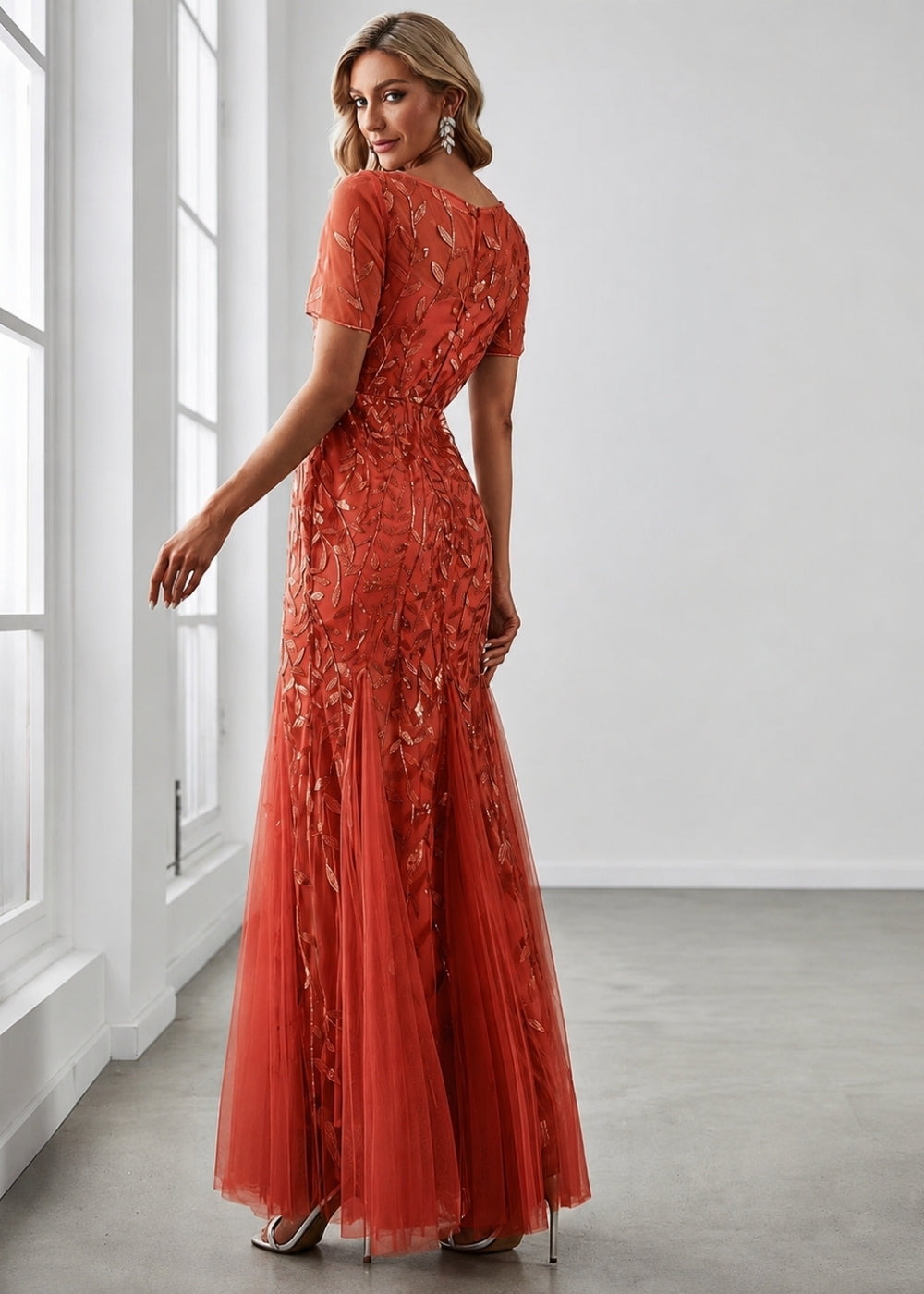 Robe longue couleur terracotta