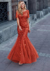 Robe longue couleur terracotta