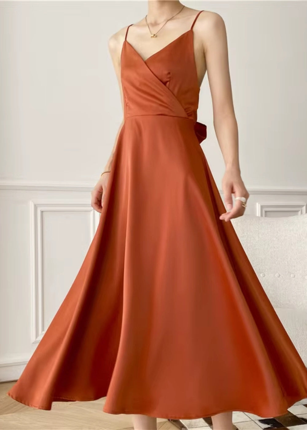 Robe terracotta dos nu