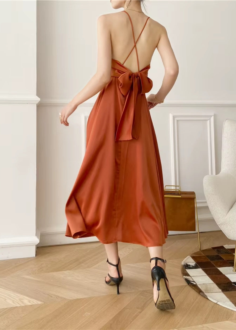 Robe terracotta dos nu