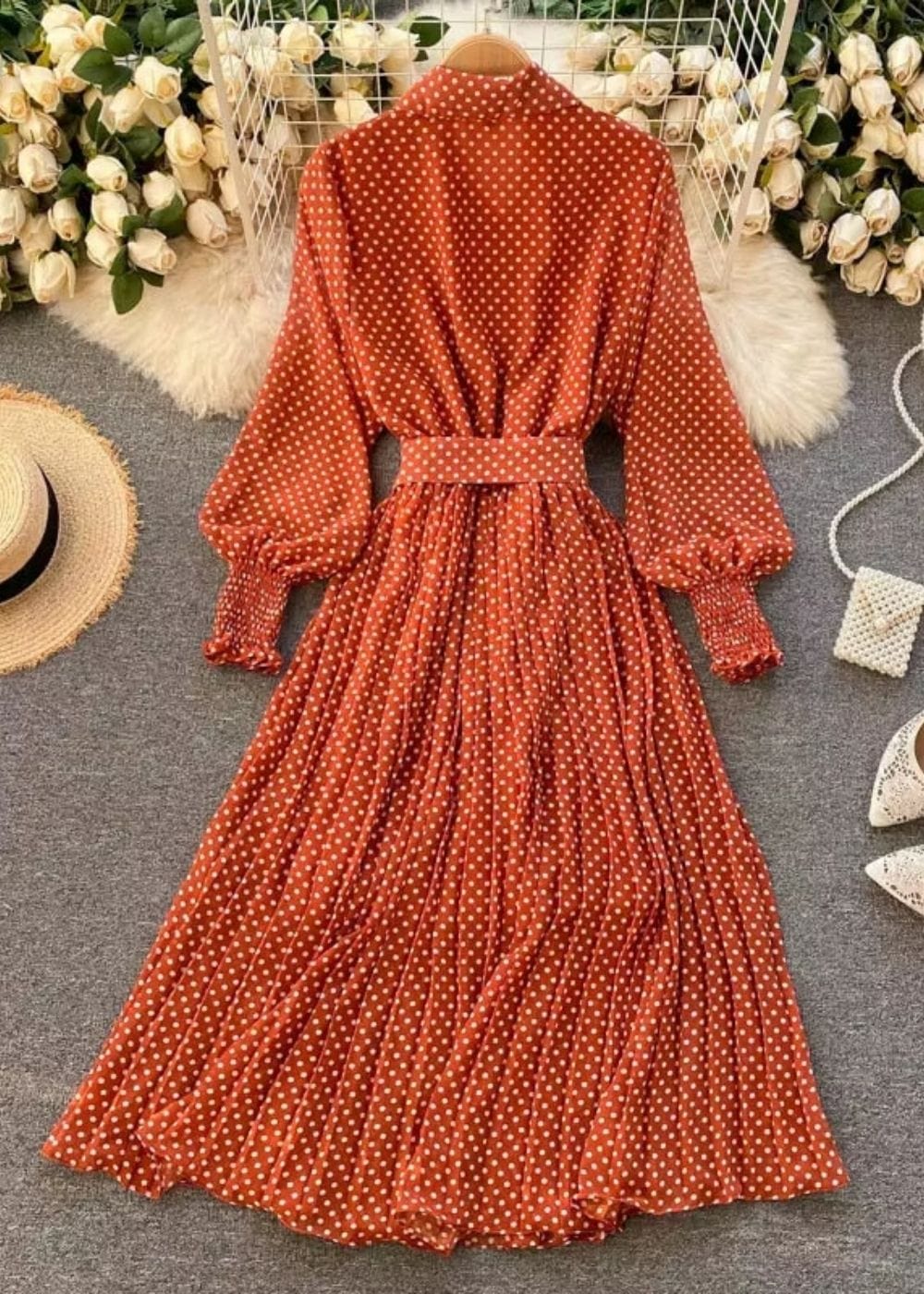 Robe a pois terracotta