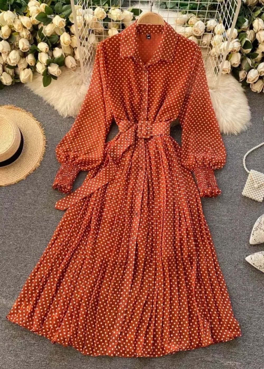 Robe a pois terracotta