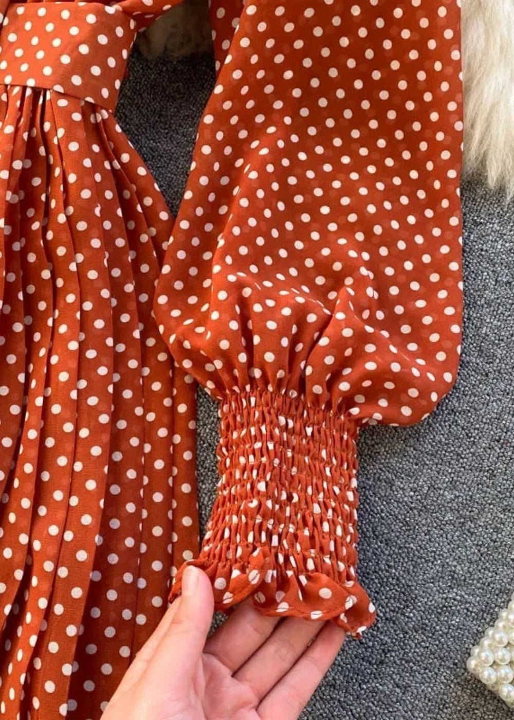 Robe a pois terracotta