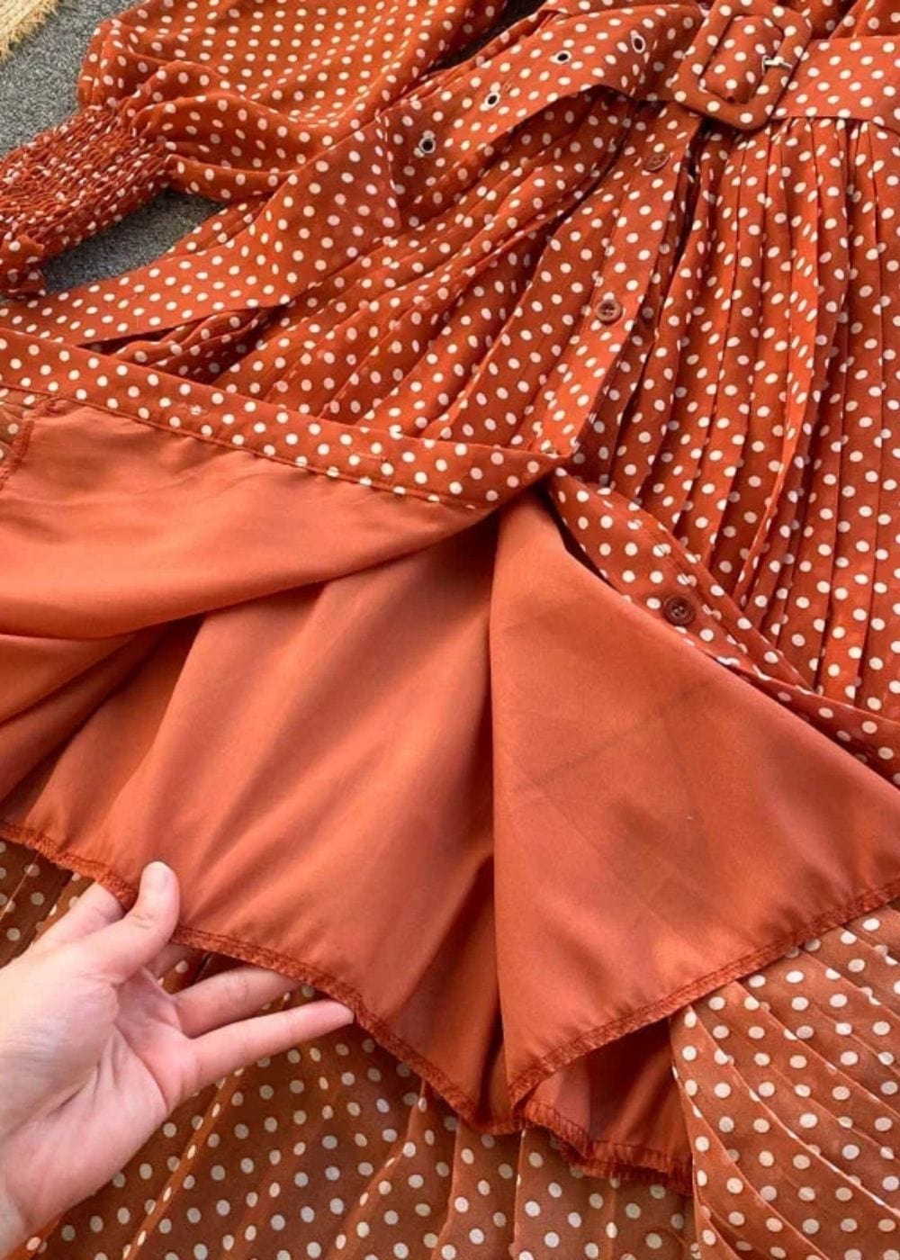 Robe a pois terracotta