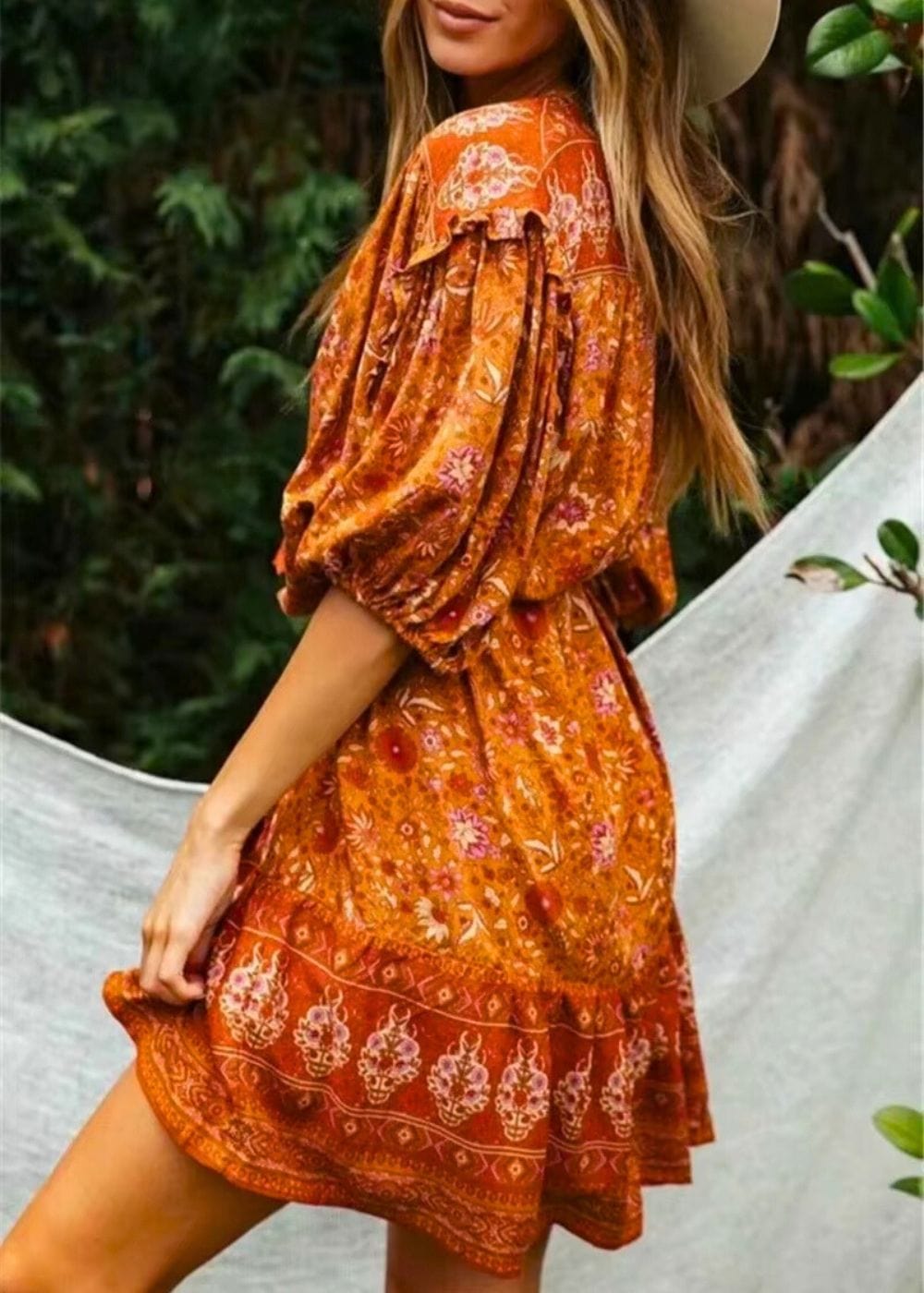 Robe fleurie terracotta