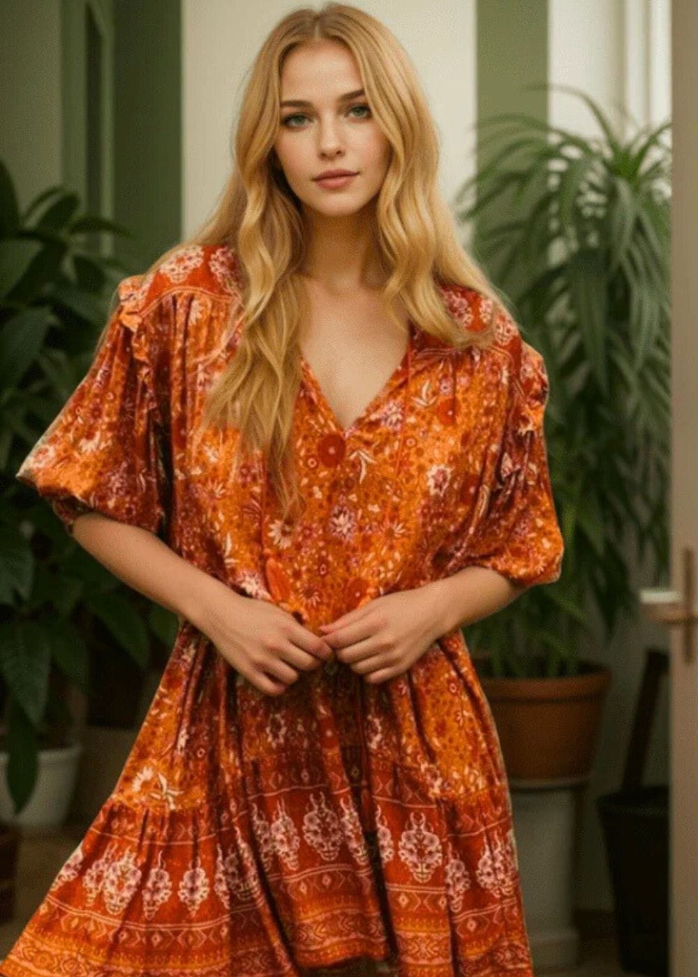 Robe fleurie terracotta