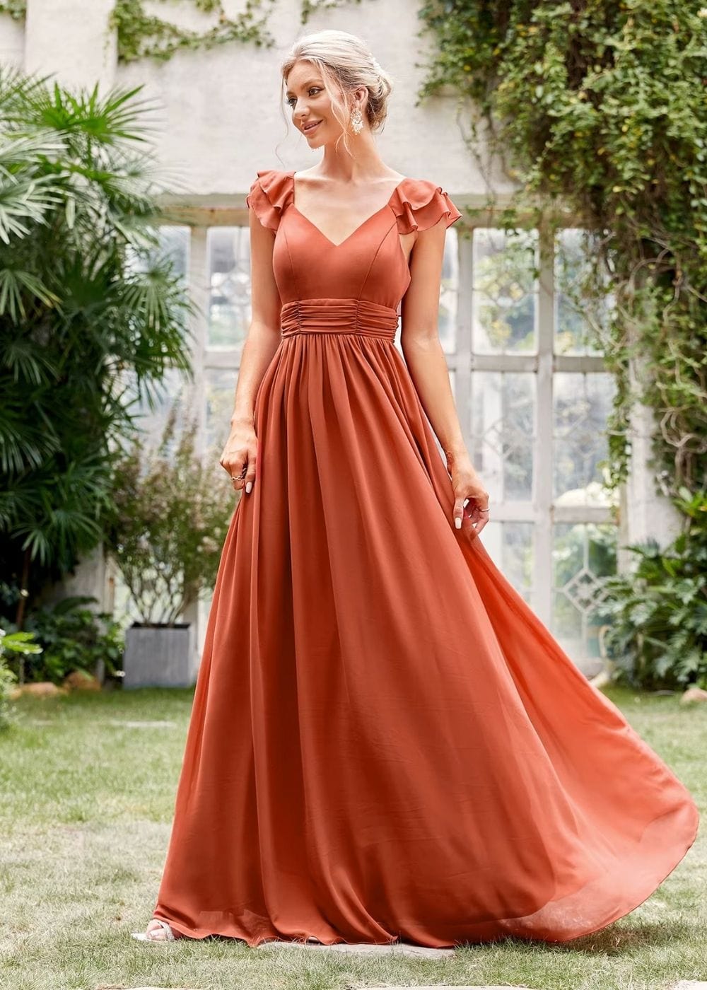 Robe invitée mariage terracotta