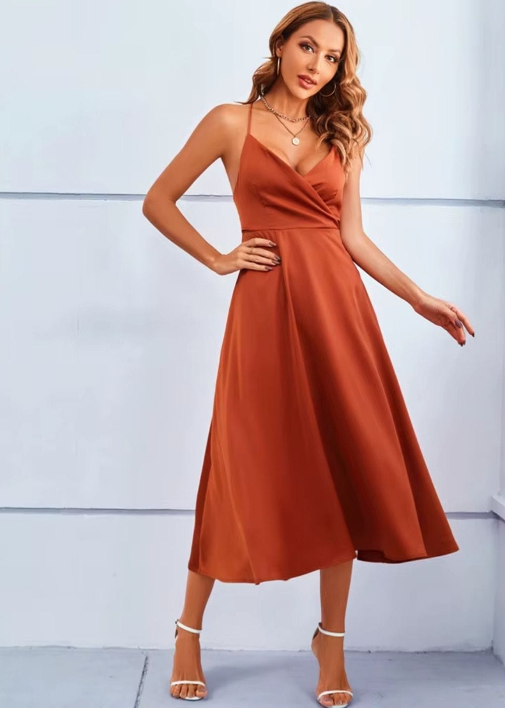 Robe temoin de mariage terracotta