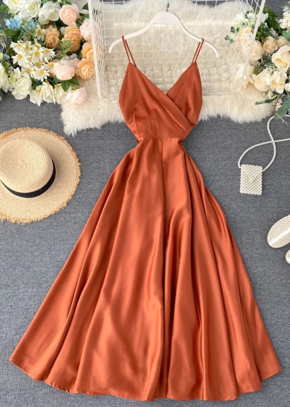 Robe terracotta mi longue