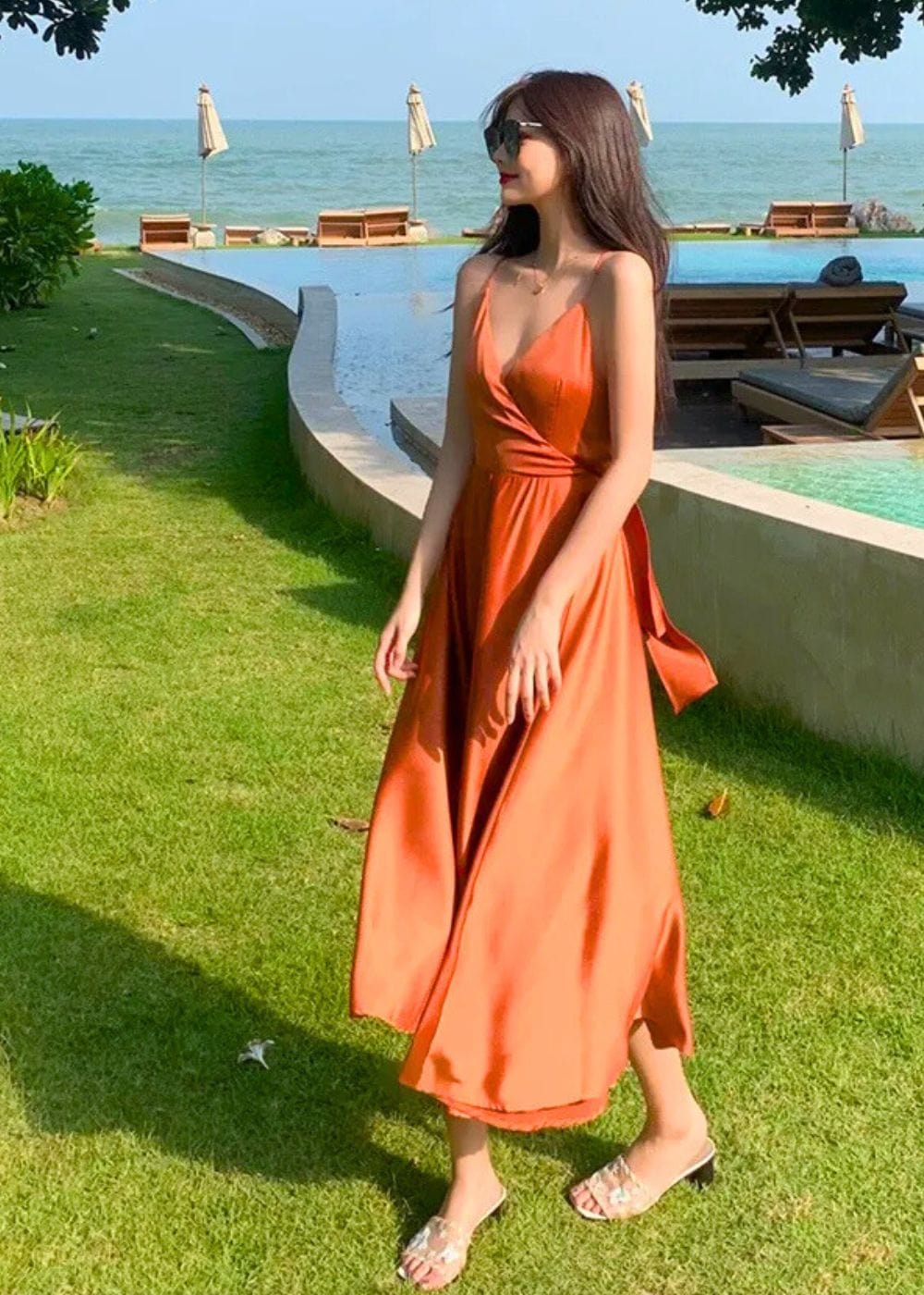 Robe terracotta mi longue
