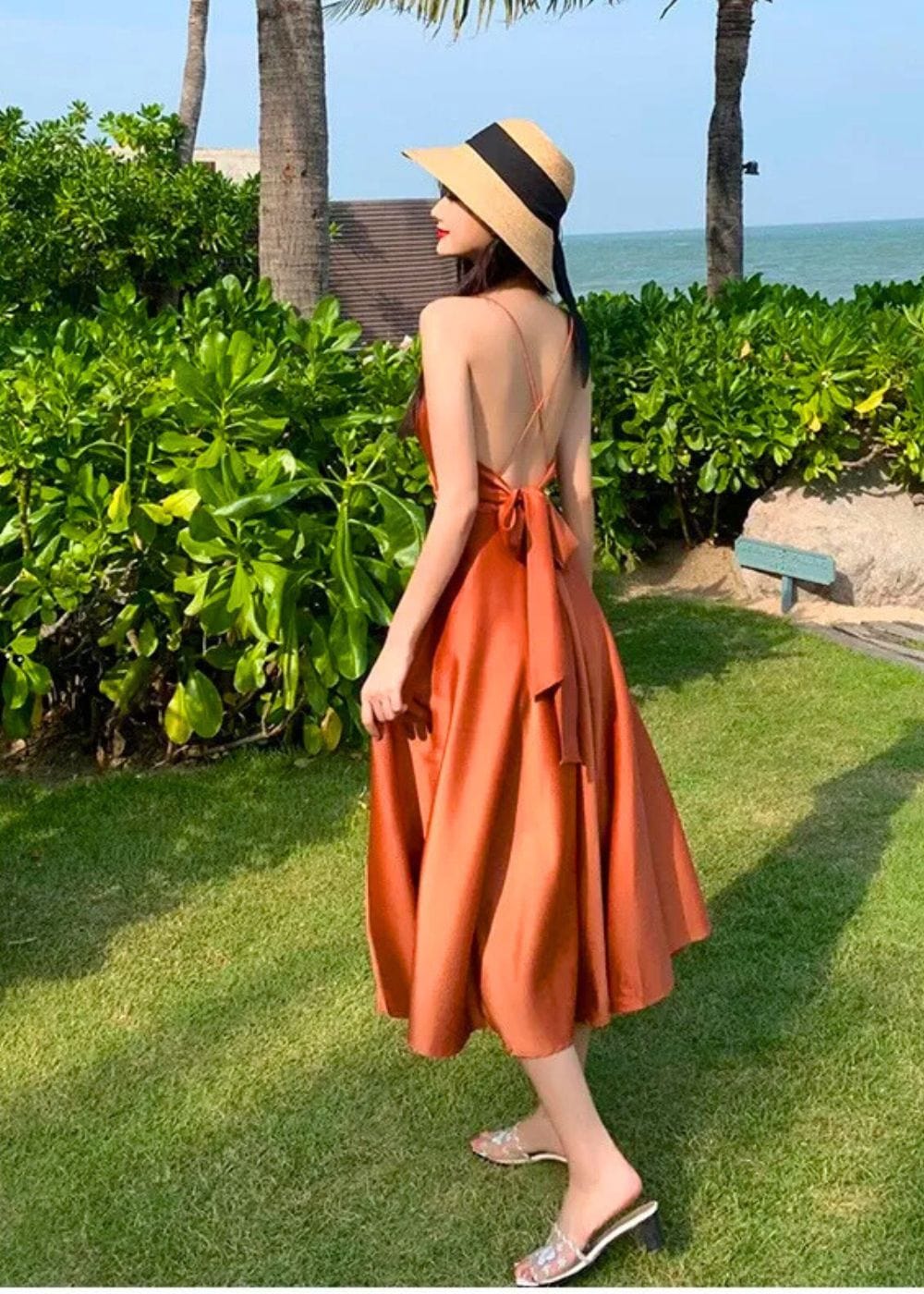 Robe terracotta mi longue