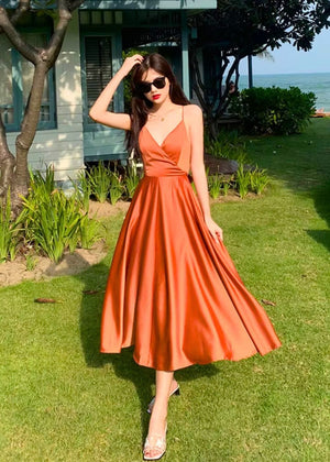 Robe terracotta mi longue