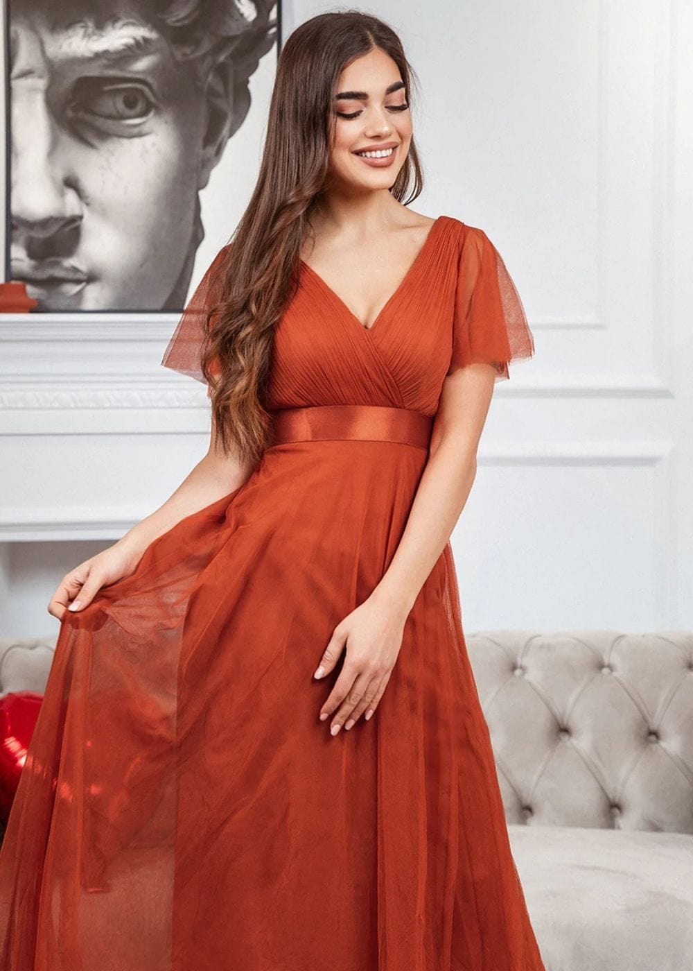 Robe tulle terracotta
