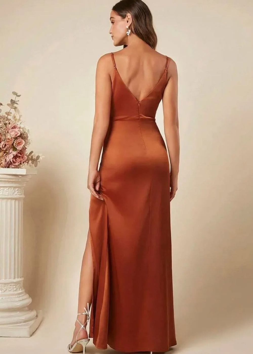 Women Elegant Satin Suspender Dress 2025 Summer New Sexy Backless High Split Folds Vestidos Evening Party Solid Sleeveless Gown
